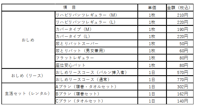 寝巻・タオルのレンタルサービス